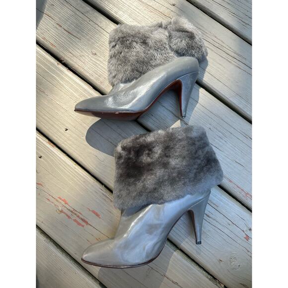 Vintage glam ancle booties gray fur shearing elegant Spain luxury bohemian - Picture 4 of 13